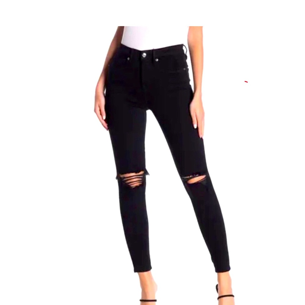Good America• Good Legs Black Distressed Jeans